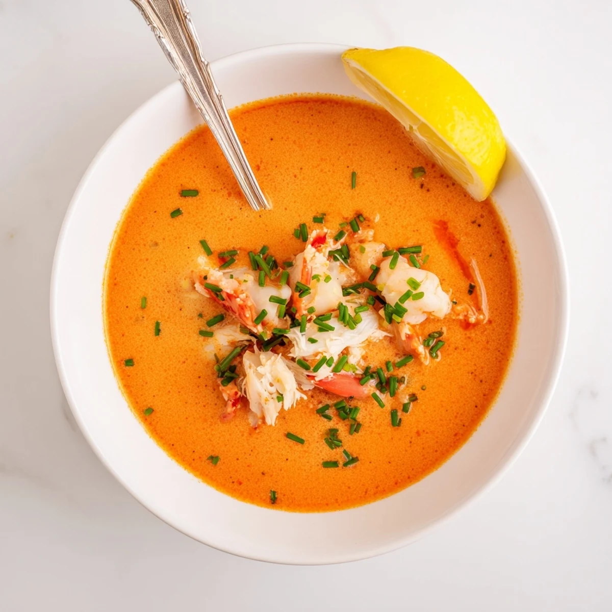 Steaming seafood bisque garnished with fresh herbs showcasing succulent crab meat and plump shrimp