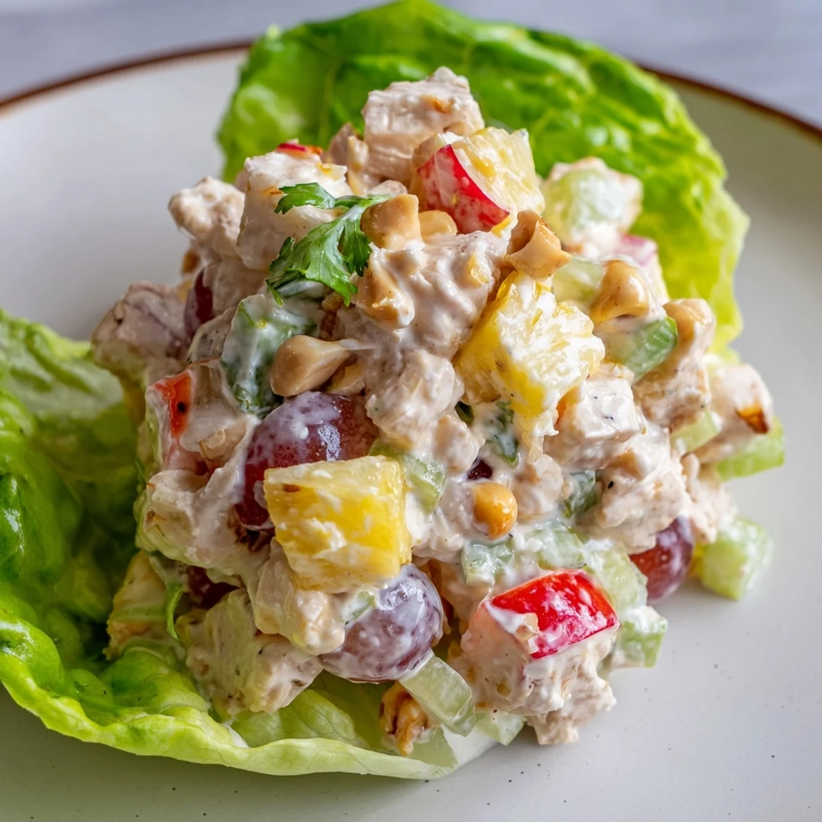Hawaiian Chicken Salad Recipe with juicy pineapple, tender chicken, perfect for picnics.