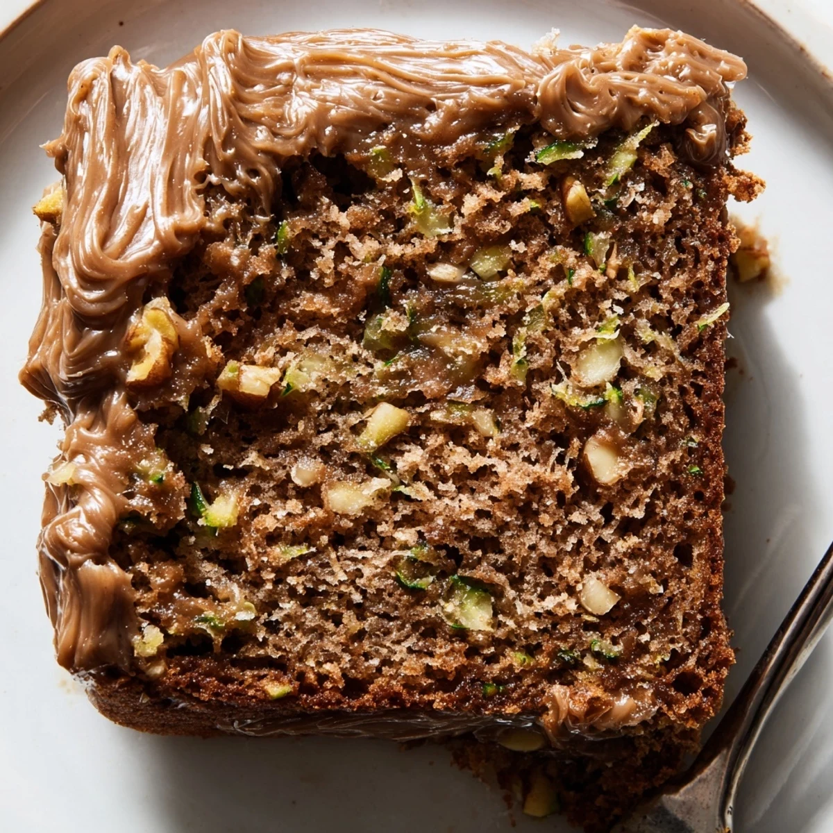 Sheet-style Zucchini Cake With Brown Sugar Icing, tender crumb and glossy topping