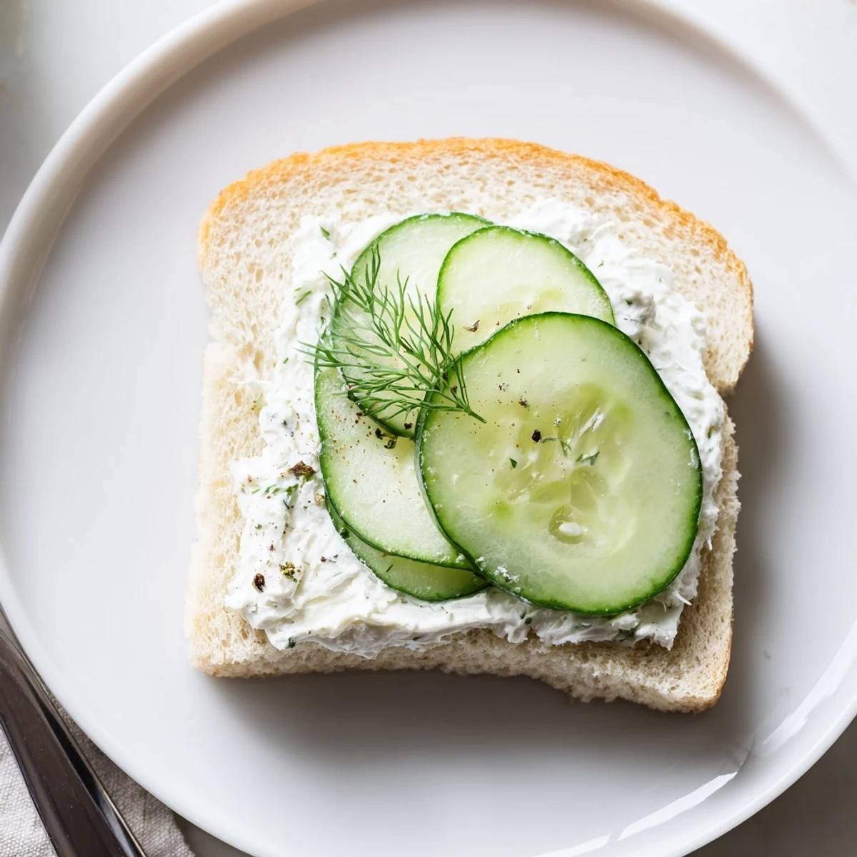 Bright dill-spiked Classic Cucumber Sandwiches, thin cucumbers, chilled and ready to serve