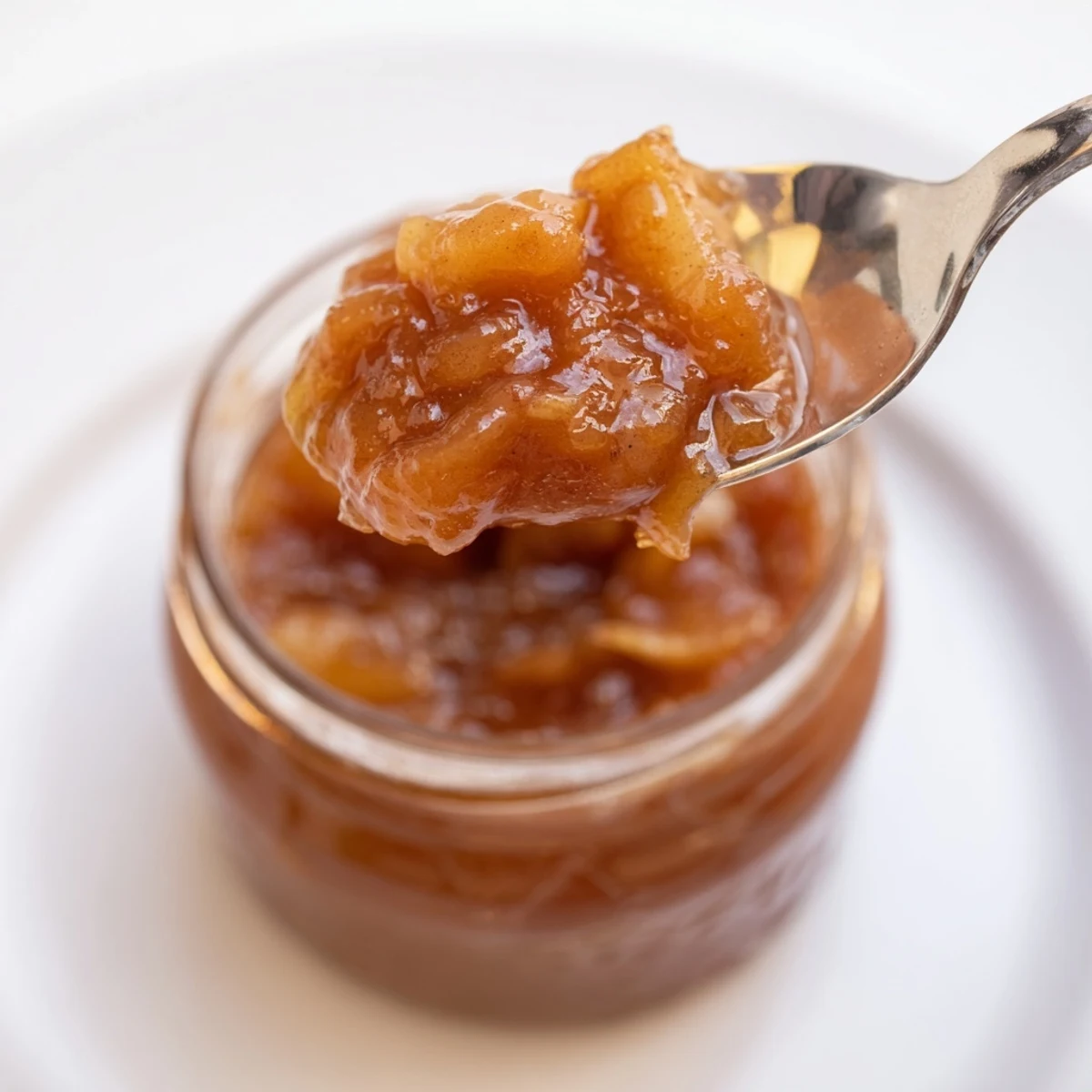Homemade Fall Caramel Apple Jam spooned warm over buttered toast