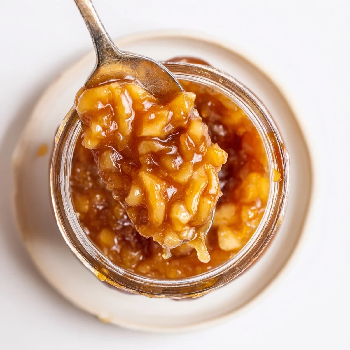 Six jars of Fall Caramel Apple Jam cooling on towel, spicy caramel aroma