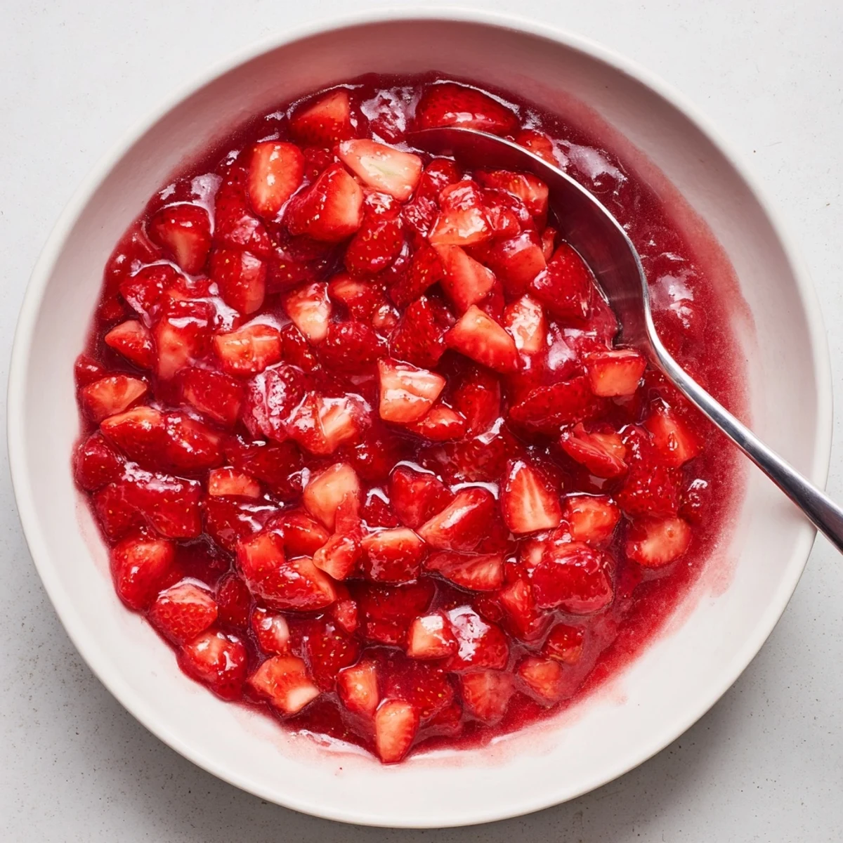 Silky Strawberry Cake Filling Recipe chilled, ready to layer between sponge cakes