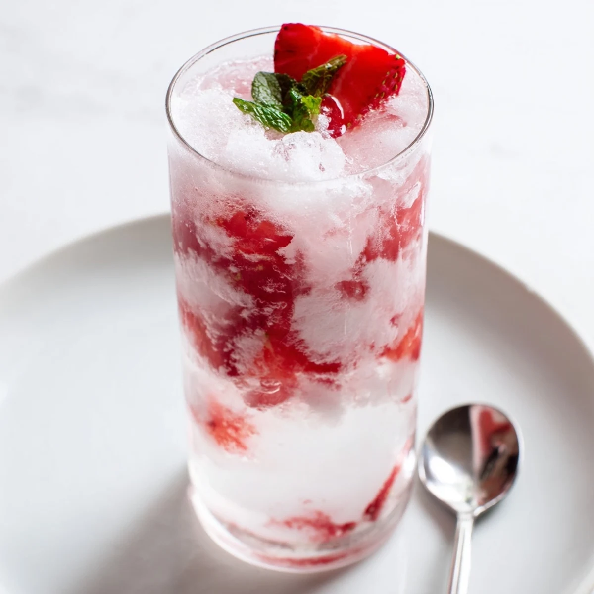 Chilled Strawberry Coconut Cooler Recipe served in tall glasses with crushed ice