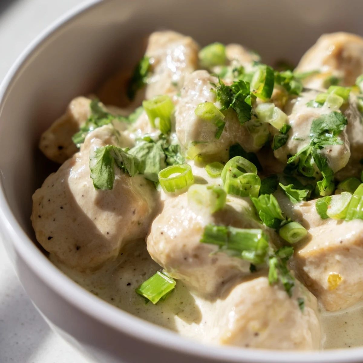 Coconut chicken rice bowl featuring fluffy jasmine rice beneath rich coconut curry sauce