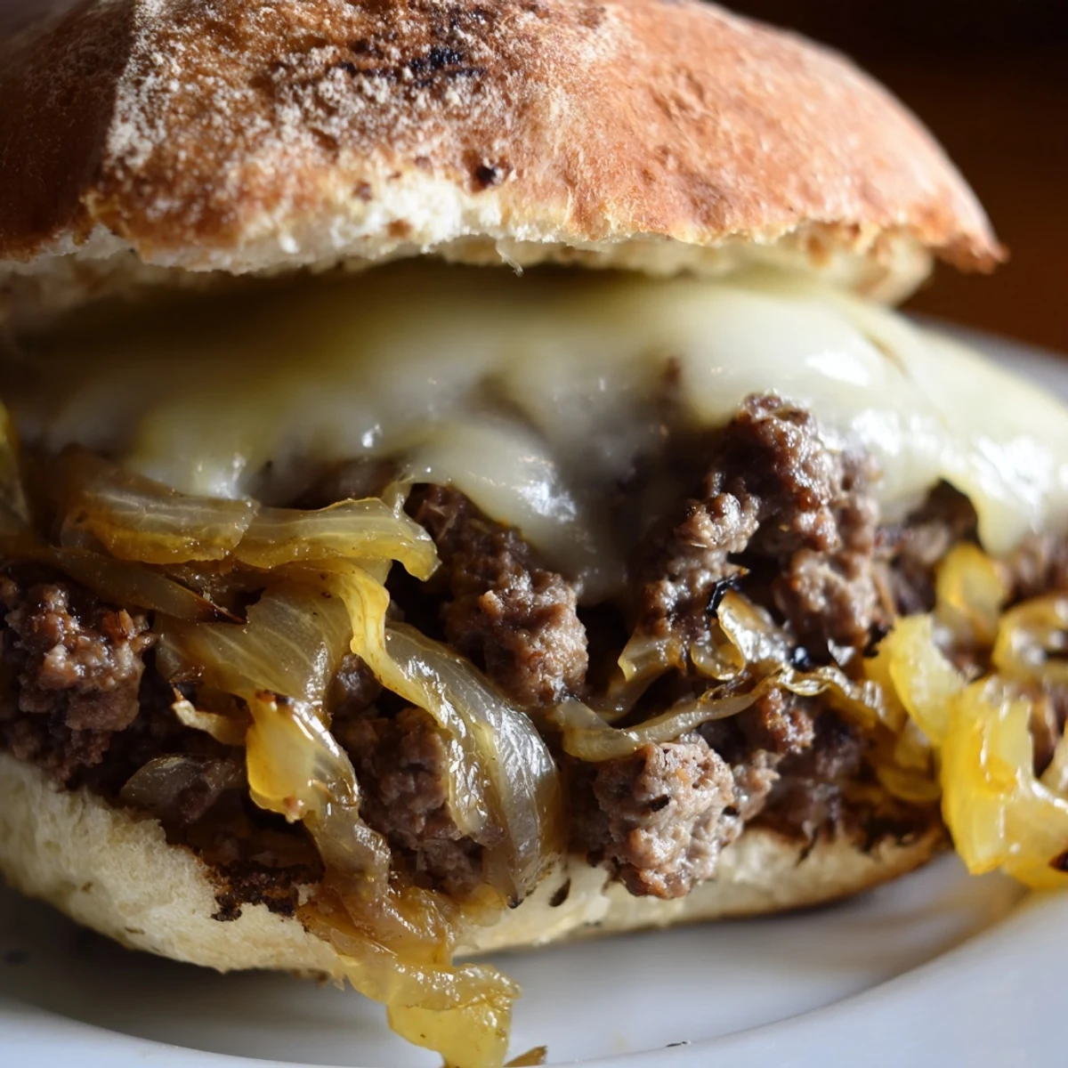 Golden caramelized onions and savory ground beef in these French Onion Beef Sloppy Joes