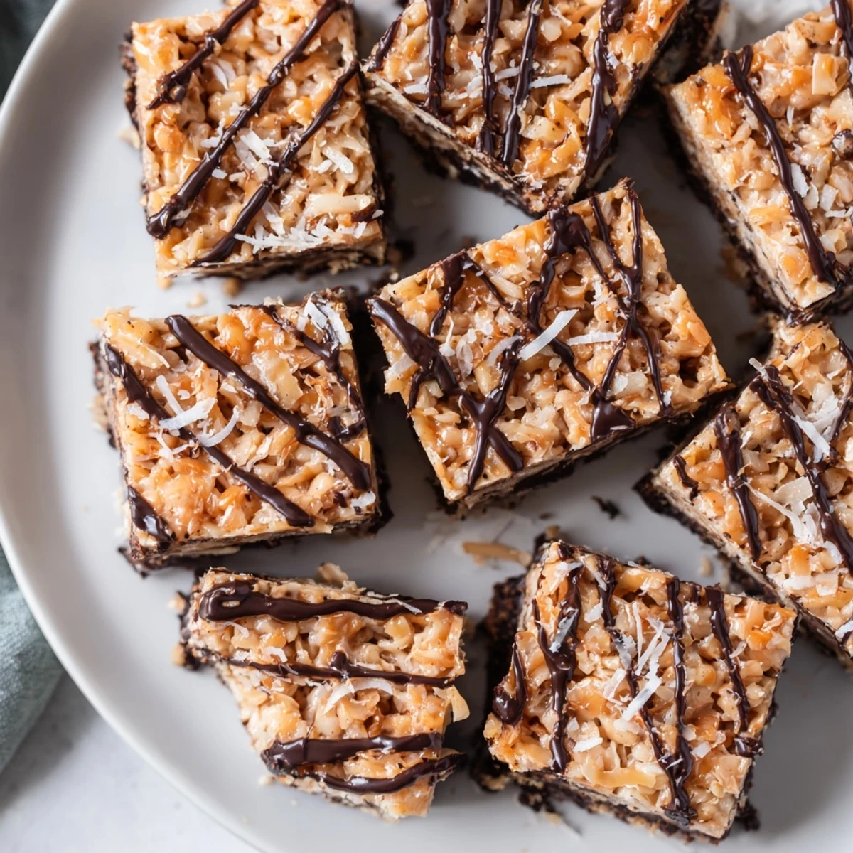 Chocolate-dipped no bake Samoa bites with chewy toasted coconut and sweet caramel layer