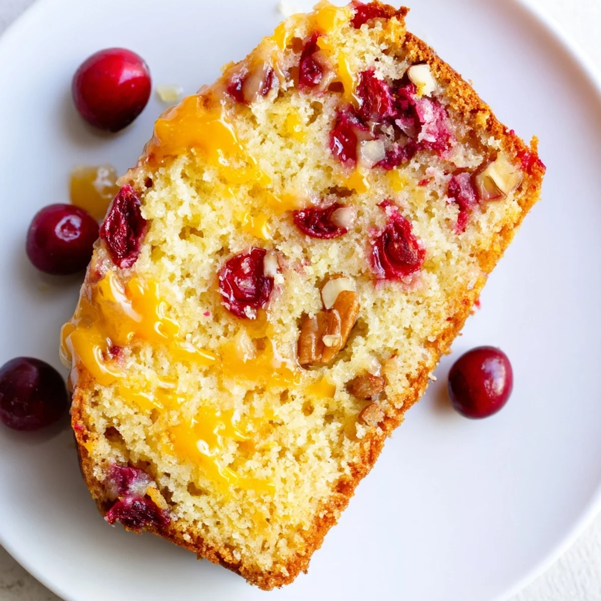 Whole Cranberry Orange Bread loaf cooling in pan, studded with bright cranberries