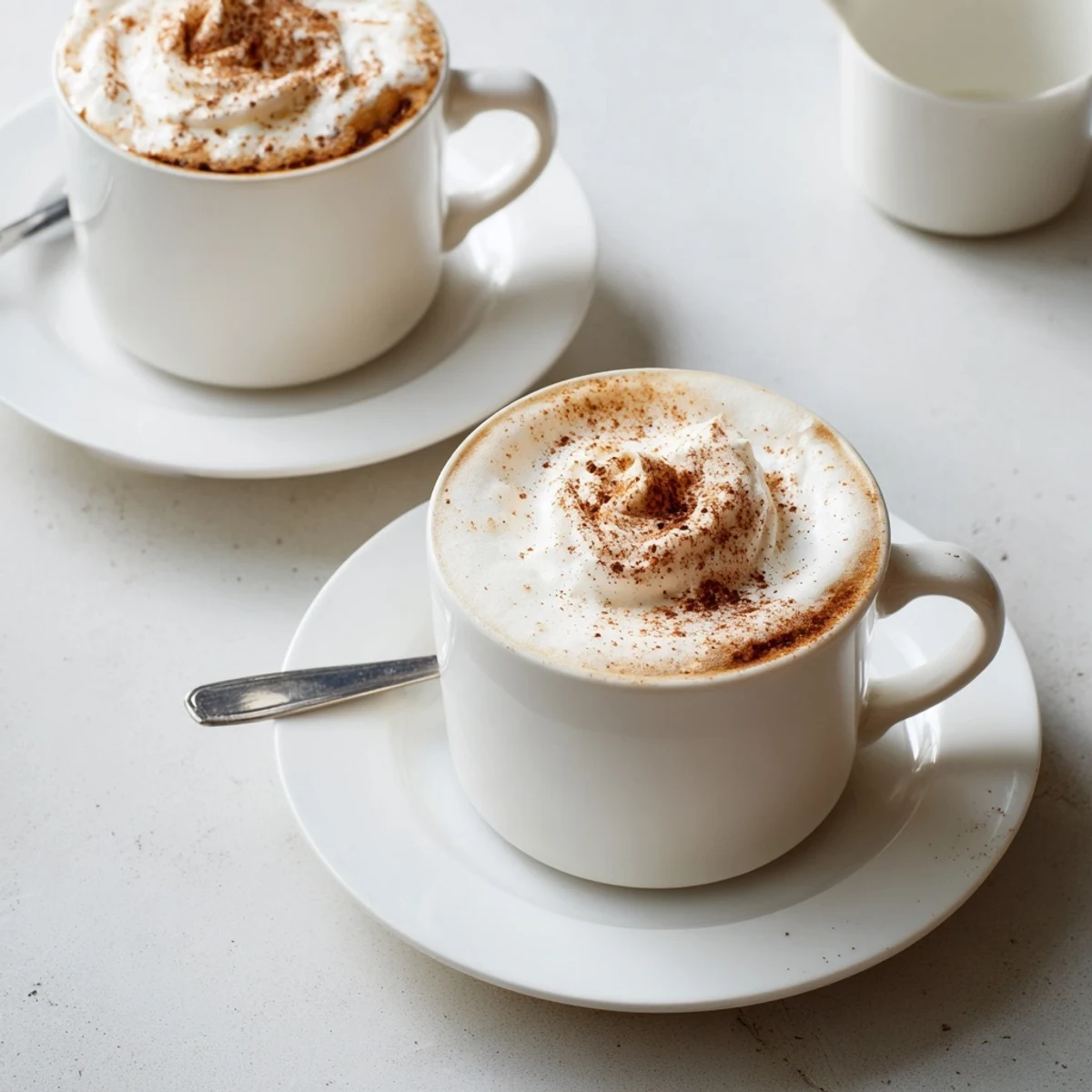 Velvety spiced Cozy Winter Lattes frothed to foam, perfect with gingerbread