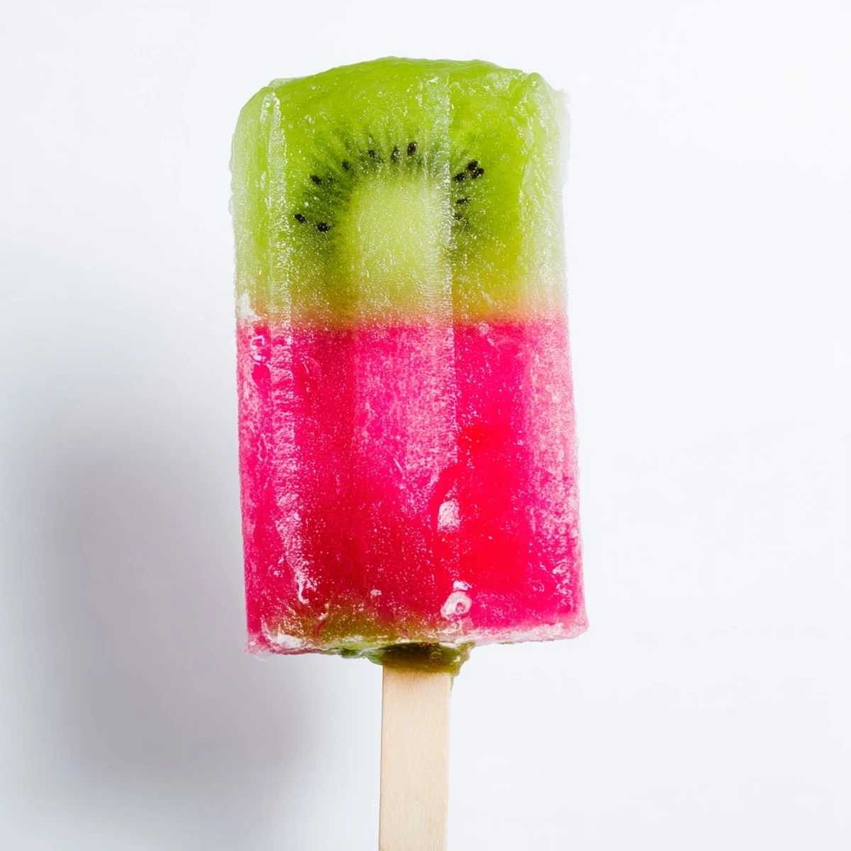 Homemade watermelon kiwi fruit pops with wooden sticks ready for summer treat