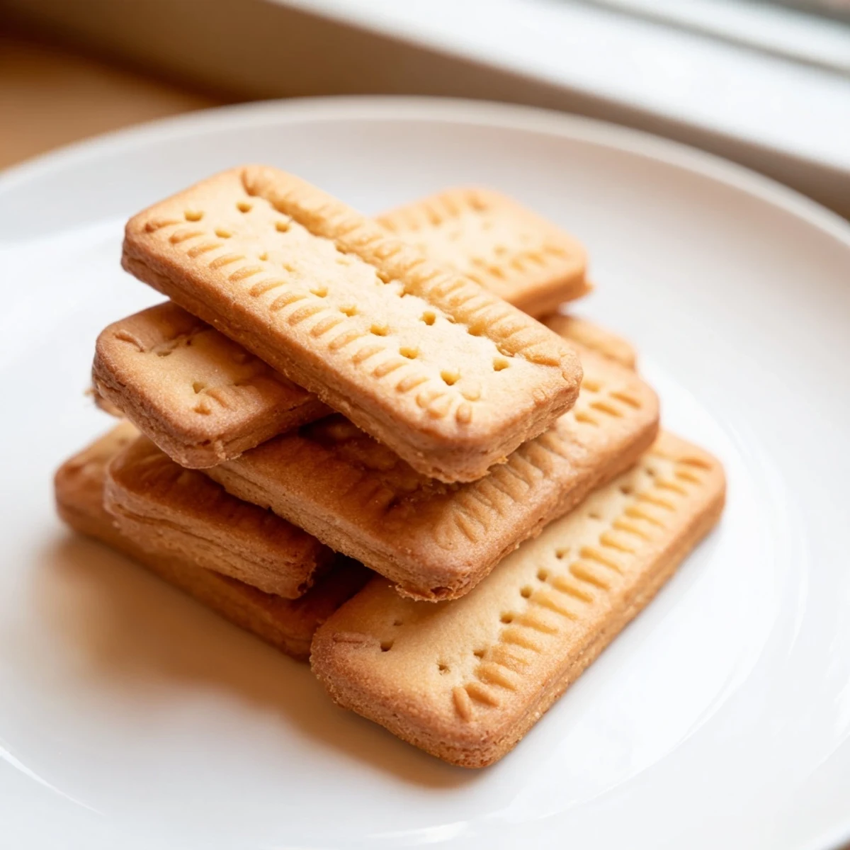 Golden French petit beurre cookies cooling on a wire rack after baking