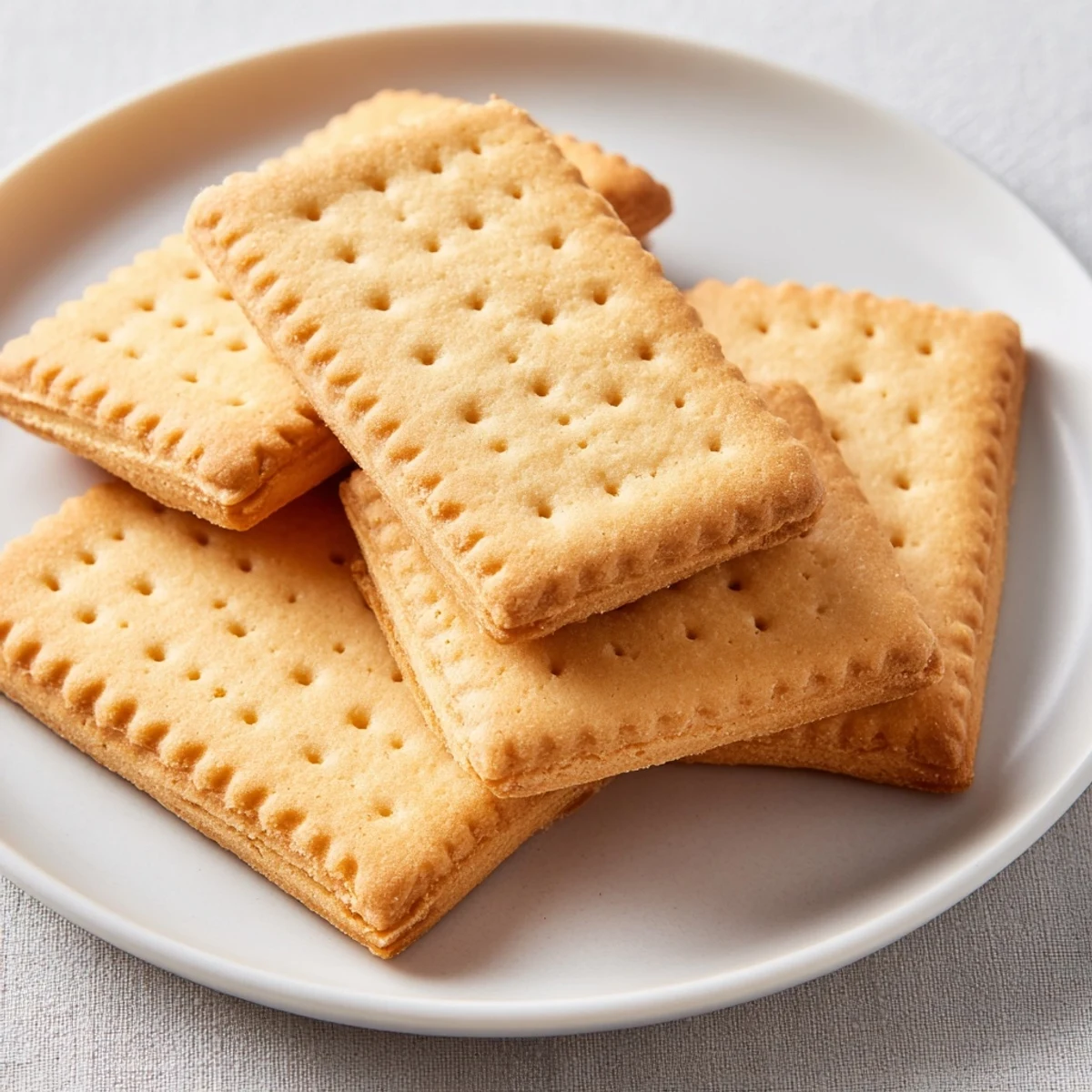 Classic petit beurre shortbread with fork-dotted tops stacked in a glass cookie jar
