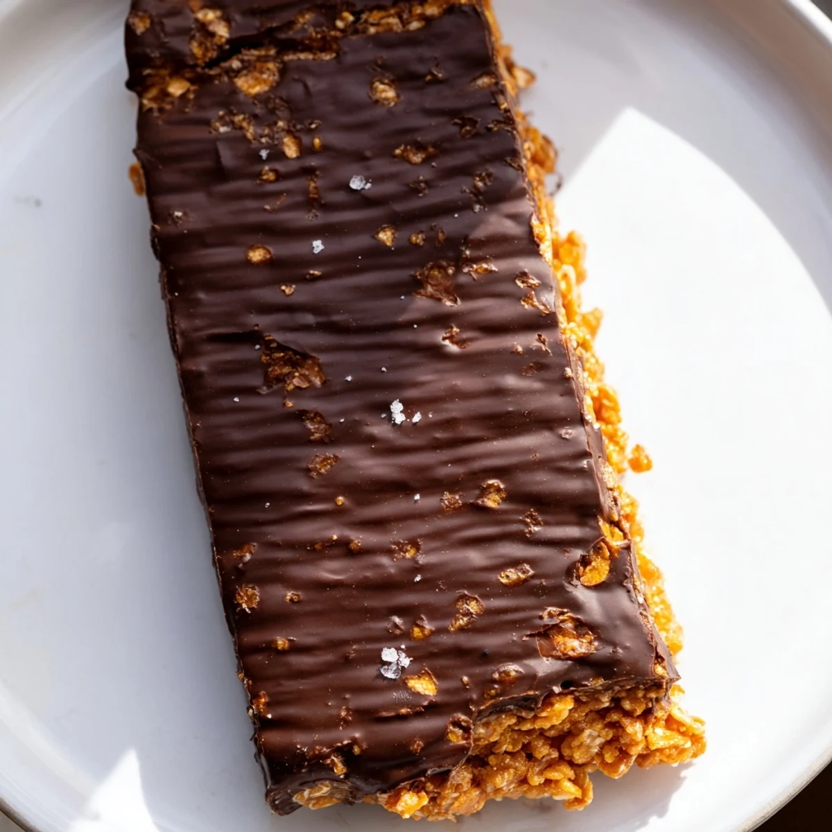 Golden peanut butter and cornflake layers in healthy homemade Butterfingers candy bars