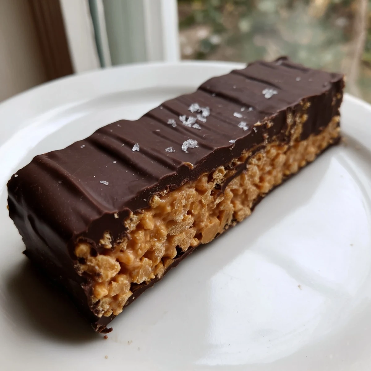Rich dark chocolate enrobing a crispy peanut butter core in healthy homemade Butterfingers