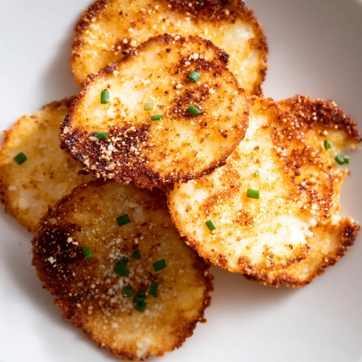 Golden crispy cottage cheese chips fresh from the oven on parchment paper